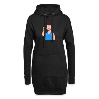Mann im Unterhemd will Burger essen - Hoodie-Kleid - Schwarz - Vorne