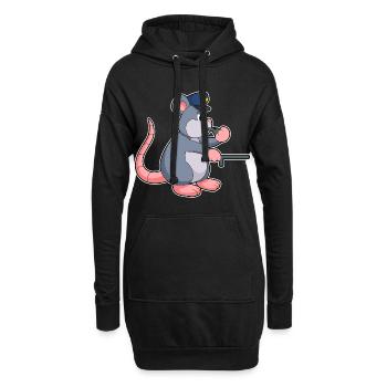 Rat Policier Matraque Police - Sweat-shirt à capuche long Femme - noir - Devant