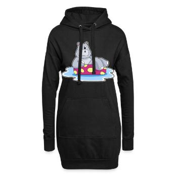 Nilpferd kleines Boot - Hoodie-Kleid - Schwarz - Vorne