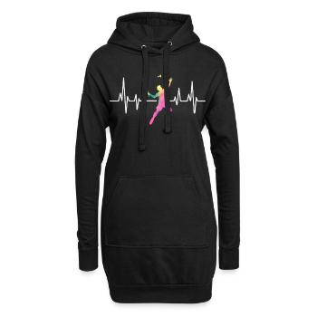 Badminton rythme cardiaque coloré - Sweat-shirt à capuche long Femme - noir - Devant