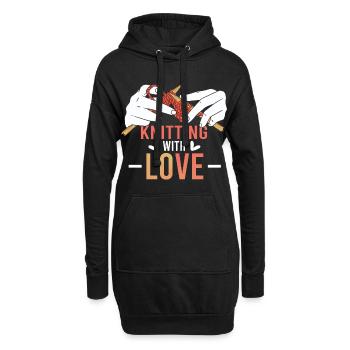 Tricoter avec amour – Touché mit Herz - Sweat-shirt à capuche long Femme - noir - Devant