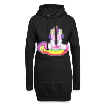 Einhorn Toilette - Hoodie-Kleid - Schwarz - Vorne