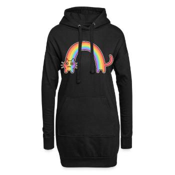 Regenbogenkatze. Buntes Design der Katze * - Hoodie-Kleid - Schwarz - Vorne