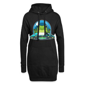 Frog Spaceship Space - Sweat-shirt à capuche long Femme - noir - Devant
