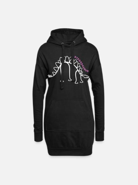 Dinosaurier Stegosaurus Dino Liniengrafik - Hoodie-Kleid - Schwarz