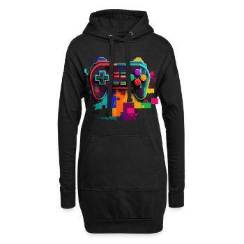 Retro Konsole - Hoodie-Kleid - Schwarz - Vorne