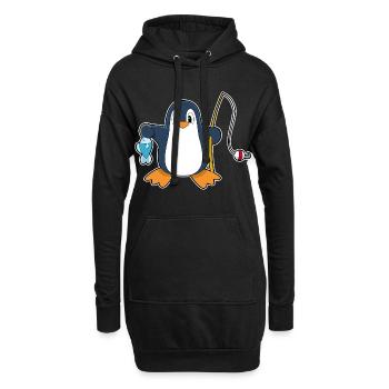 Pinguin Angler Fisch Angeln - Hoodie-Kleid - Schwarz - Vorne