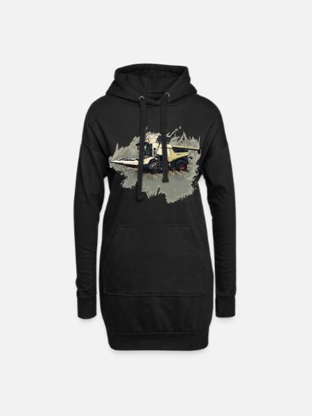 Tracteur de moissonneuse-batteuse de cueilleur de maïs - Sweat-shirt à capuche long Femme - noir