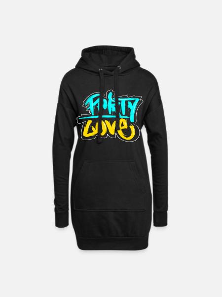 Party Love Graffiti Druck - Hoodie-Kleid - Schwarz