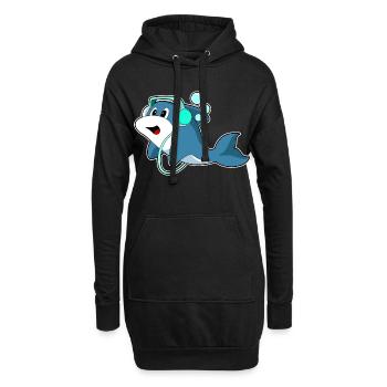 Musique casque Delfin - Sweat-shirt à capuche long Femme - noir - Devant