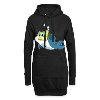 Plongée en apnée avec plongeur de dauphins - Sweat-shirt à capuche long Femme - noir - Devant