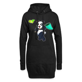 Pêche au filet de débarquement du panda pêcheur - Sweat-shirt à capuche long Femme - noir - Devant