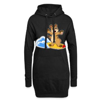 Erdmännchen Surfen Surfbrett Sommer - Hoodie-Kleid - Schwarz - Vorne