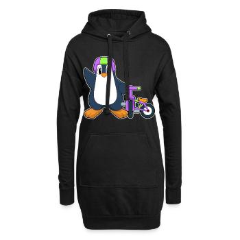 Vélo Pingouin - Sweat-shirt à capuche long Femme - noir - Devant