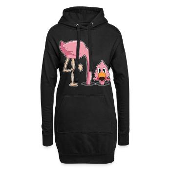 Flamant rose drôle - Sweat-shirt à capuche long Femme - noir - Devant