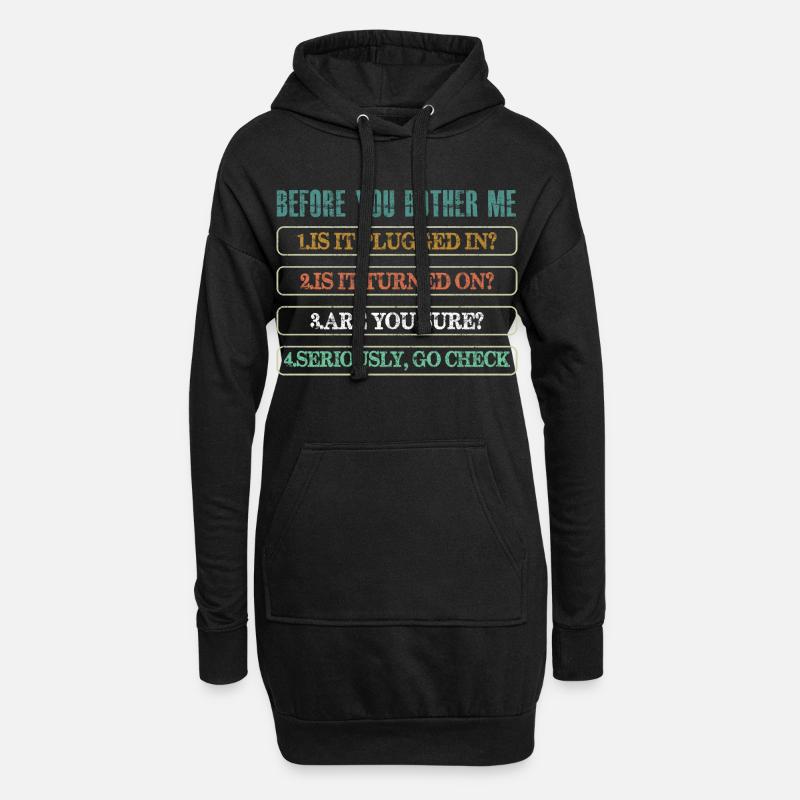 Information Technology Tech Technical Support - Hoodie-Kleid - Schwarz