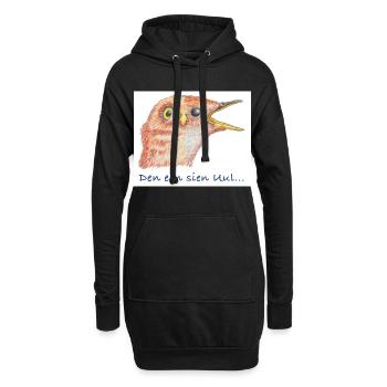 PlattSnack – Den een sien Uul... - Hoodie-Kleid - Schwarz - Vorne