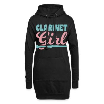 Klarinettenspielerin - Hoodie-Kleid - Schwarz - Vorne