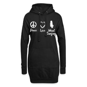 Peace Love Wind Surf - Sweat-shirt à capuche long Femme - noir - Devant
