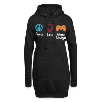 Peace Love Game Design - Hoodie-Kleid - Schwarz - Vorne