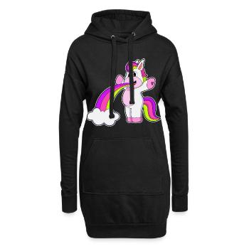 Einhorn Wolken Regenbogen - Hoodie-Kleid - Schwarz - Vorne