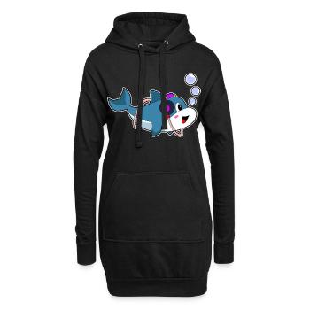 Dolphin Headphones Musique - Sweat-shirt à capuche long Femme - noir - Devant