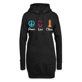 Frieden Liebe Schach - Hoodie-Kleid - Schwarz - Vorne
