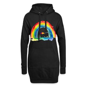 Regenbogen - Hoodie-Kleid - Schwarz - Vorne
