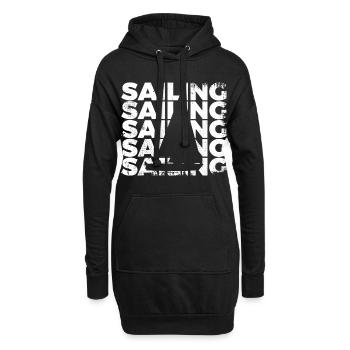 Segelboot - Hoodie-Kleid - Schwarz - Vorne