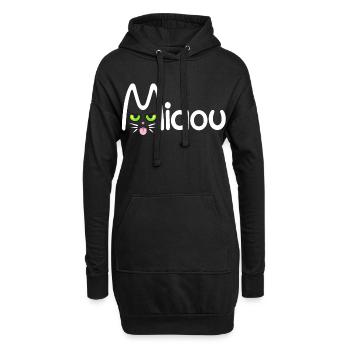 Miaou typographique - Sweat-shirt à capuche long Femme - noir - Devant