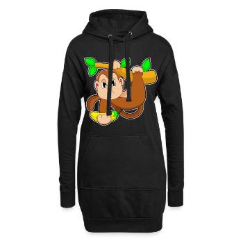 Affe Bodybuilder Hantel Bodybuilding - Hoodie-Kleid - Schwarz - Vorne