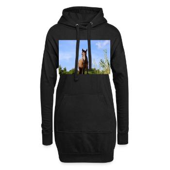 Pferd Pferdeposter - Hoodie-Kleid - Schwarz - Vorne