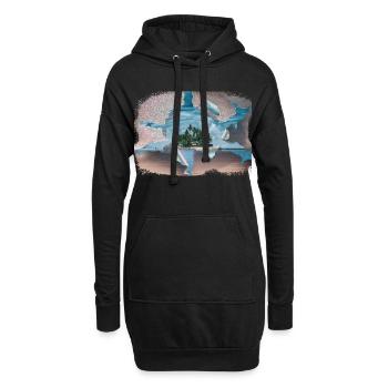 Der Traum von der Insel - Hoodie-Kleid - Schwarz - Vorne