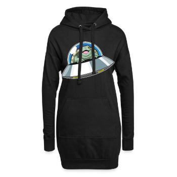 Turtle Spaceship Space - Sweat-shirt à capuche long Femme - noir - Devant