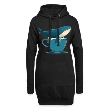 Wal in Teetasse - Hoodie-Kleid - Schwarz - Vorne