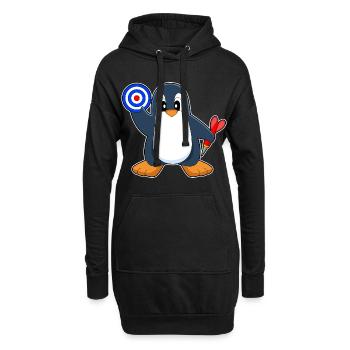 Cible de fléchettes Penguin Dart - Sweat-shirt à capuche long Femme - noir - Devant
