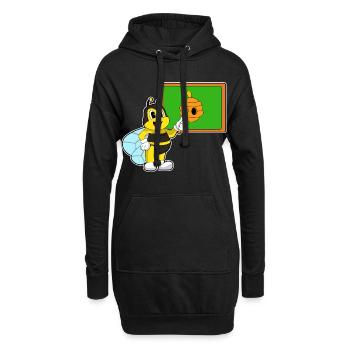École du professeur d’abeilles pointant des bâtons - Sweat-shirt à capuche long Femme - noir - Devant