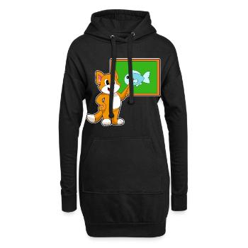 École du professeur chat pointant des bâtons - Sweat-shirt à capuche long Femme - noir - Devant
