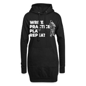 Schreiben Üben Spielen Wiederholen - Hoodie-Kleid - Schwarz - Vorne