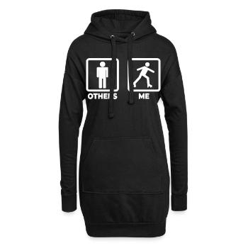 Roller Skater Strichmännchen - Hoodie-Kleid - Schwarz - Vorne