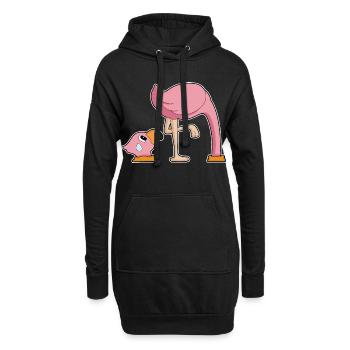 Trou de flamant rose dans le sol - Sweat-shirt à capuche long Femme - noir - Devant
