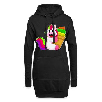 Einhorn Waffeleis - Hoodie-Kleid - Schwarz - Vorne