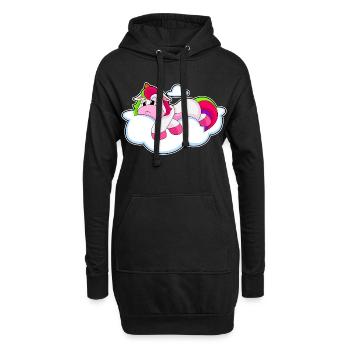 Nuages de licorne - Sweat-shirt à capuche long Femme - noir - Devant