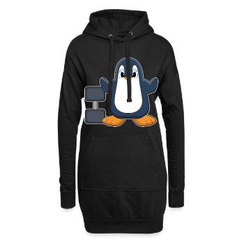 Pinguin Bodybuilder Hantel Bodybuilding - Hoodie-Kleid - Schwarz - Vorne