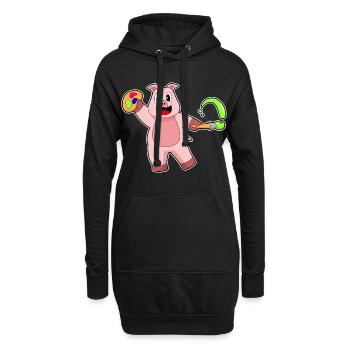 Schwein Maler Pinsel Malen - Hoodie-Kleid - Schwarz - Vorne
