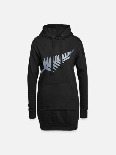 Neuseeländischer Silberfarn - Hoodie-Kleid - Schwarz