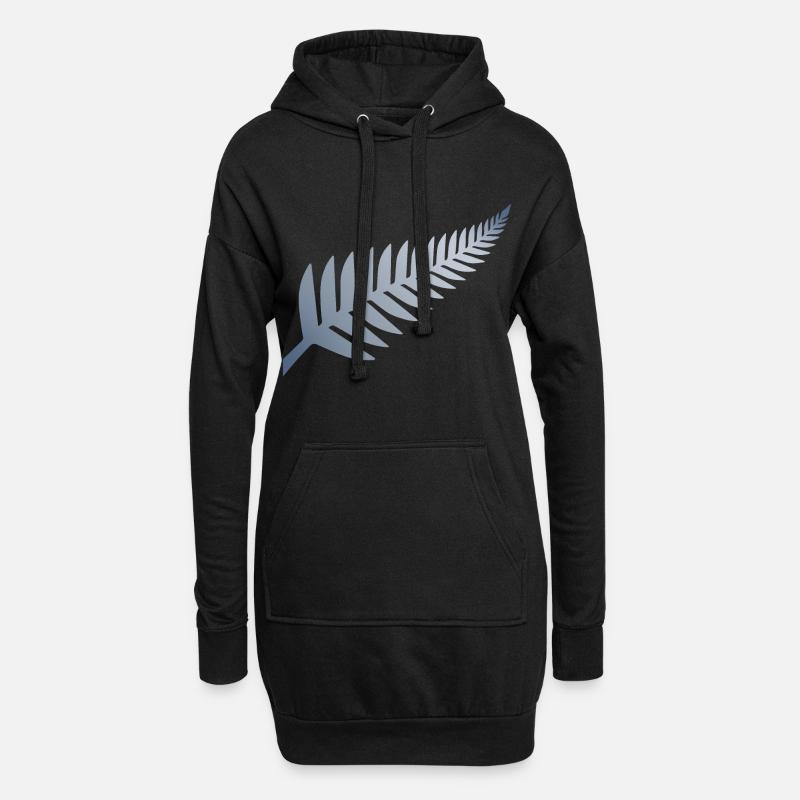 Neuseeländischer Silberfarn - Hoodie-Kleid - Schwarz