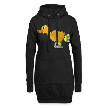Ente Eislaufen Schlittschuhe Wintersport - Hoodie-Kleid - Schwarz - Vorne