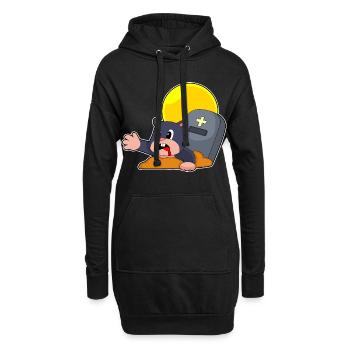 Maulwurf Halloween Grabstein - Hoodie-Kleid - Schwarz - Vorne