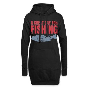 Slogan de pêche - Sweat-shirt à capuche long Femme - noir - Devant